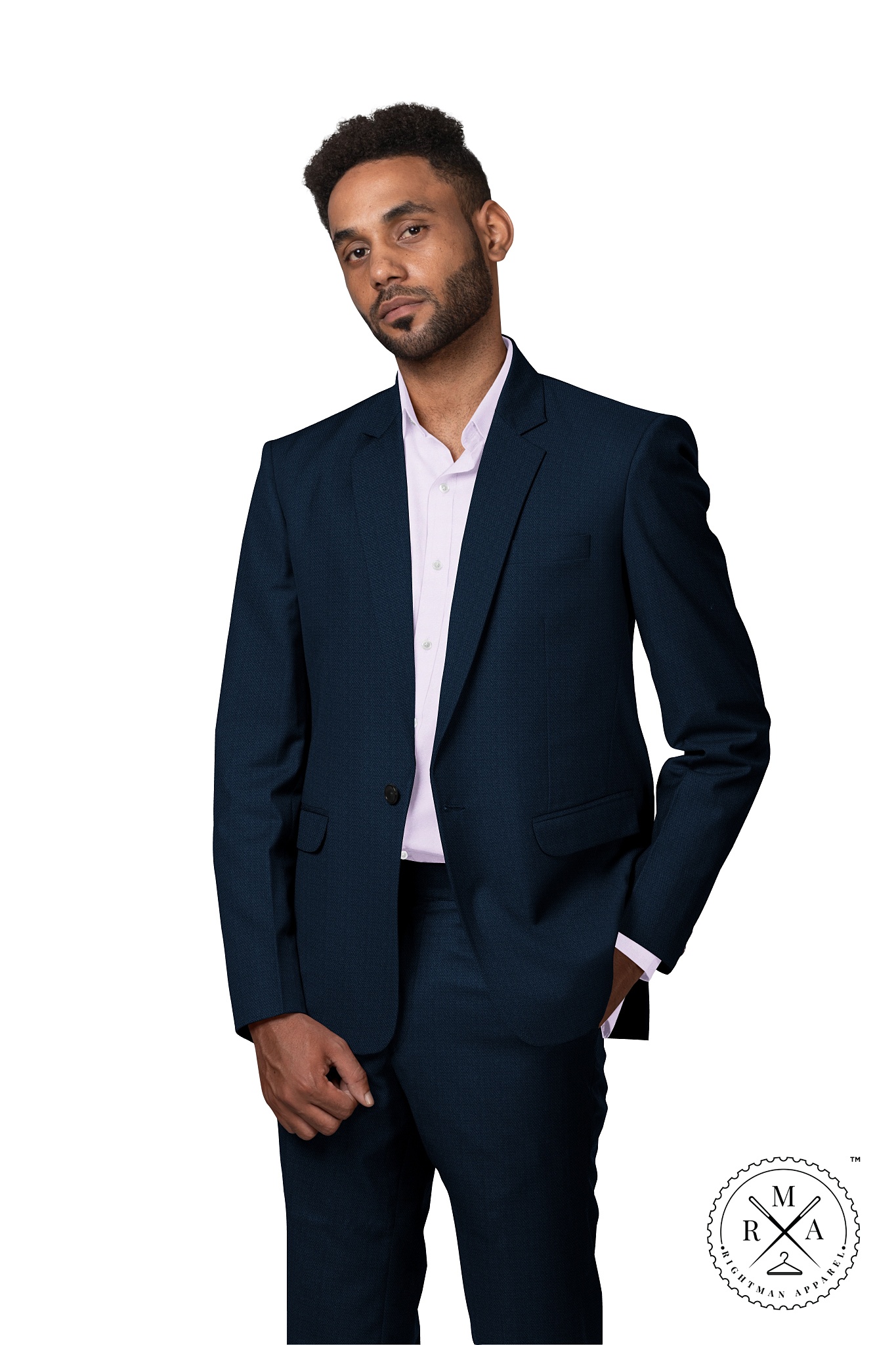 Textured Blue Two Piece Suit SU115